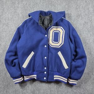 LOGAN KNITTING MILLS 100% WOOL VARSITY JACKET ROYAL BLUE SAILOR COLLAR
